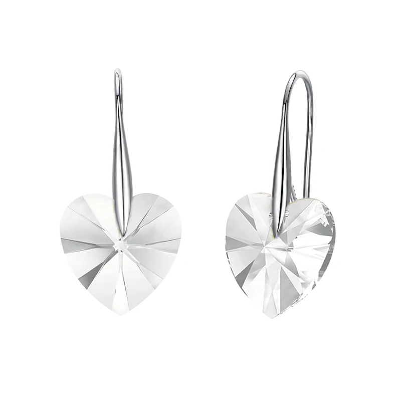 BAFFIN висячие серьги в форме сердца с кристаллами Swarovski для женщин,, серебряные ювелирные изделия для ушей, подарок для друзей - Окраска металла: Clear Crystal