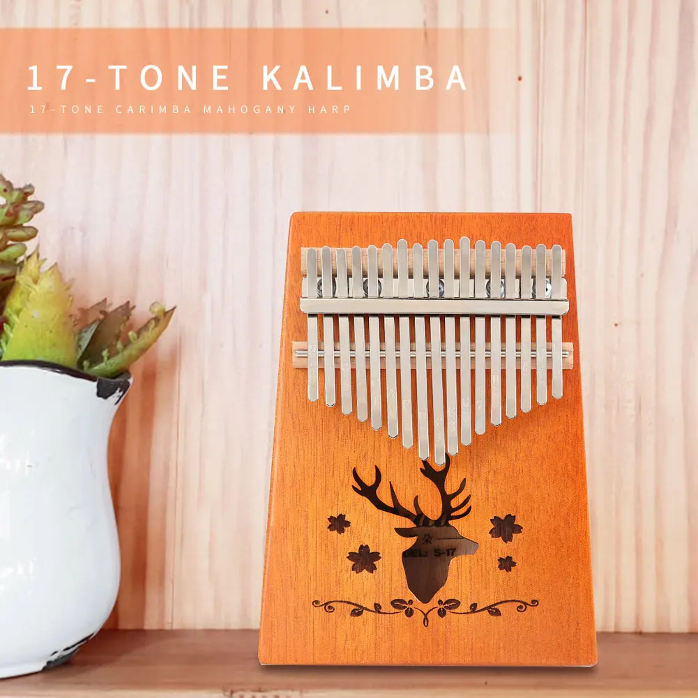 

17 Keys Reindeer Kalimba Mahogany Musical Instrument Thumb Lightweight Portable Music Elements Piano for Beginner