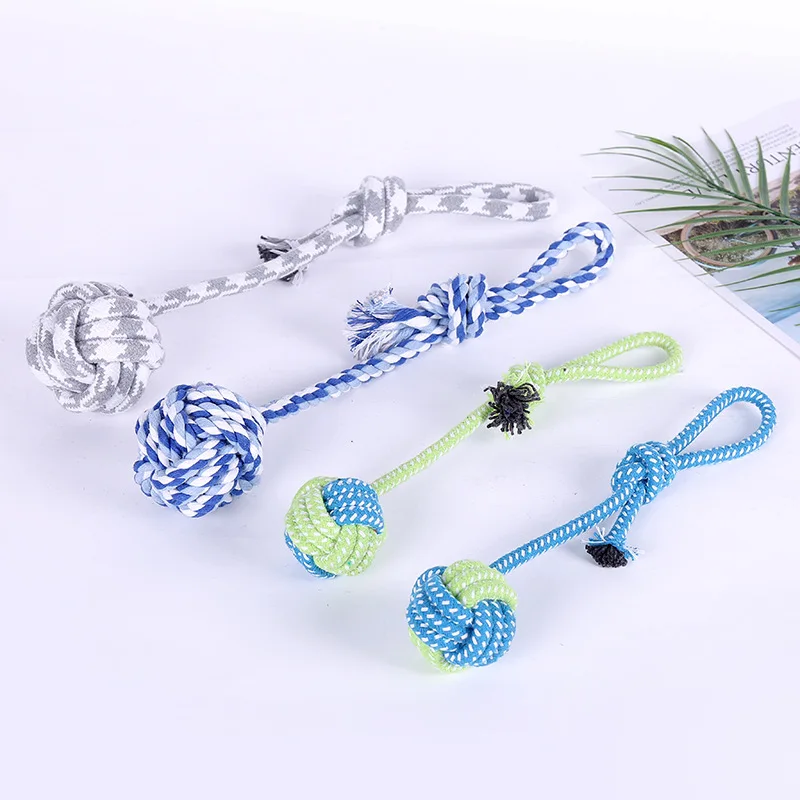 

Pet Cotton Rope Toy Hand-woven Cotton Rope Knot Dog Toy Bite-resistant Interactive Molars Relieve Boredom Chew Cotton Rope