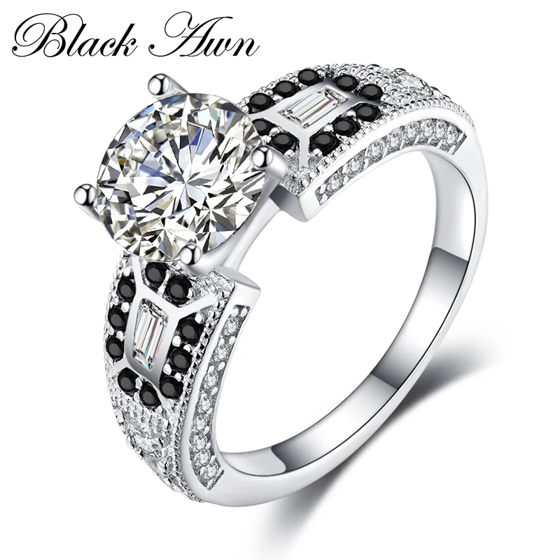 BLACK AWN 2021 New Genuine 100% Sterling 925 Silver Jewelry Square Engagement Rings for Women Gift C386