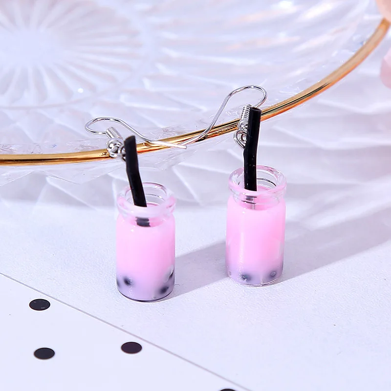 Женские милые серьги подвески из акриловой смолы в виде чашки с молоком и чая