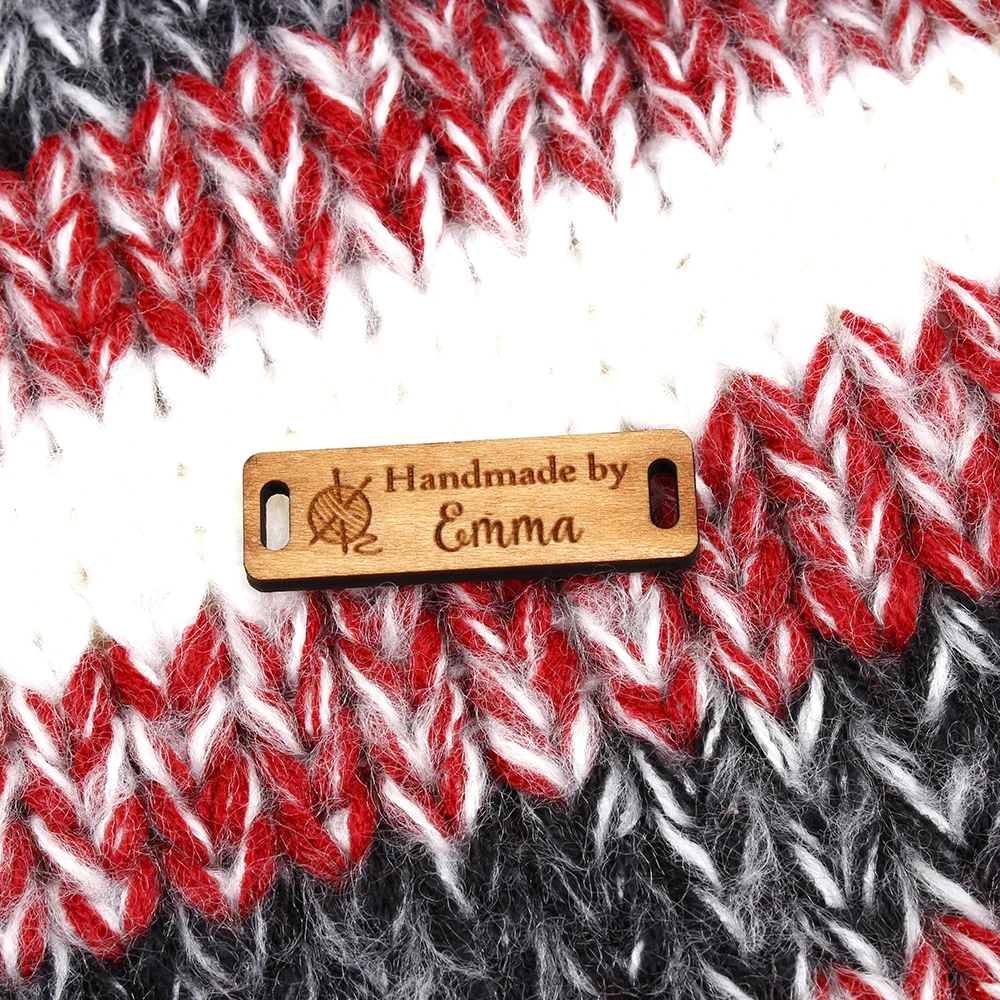 Деревянные Этикетки Пользовательский текст вязаные этикетки