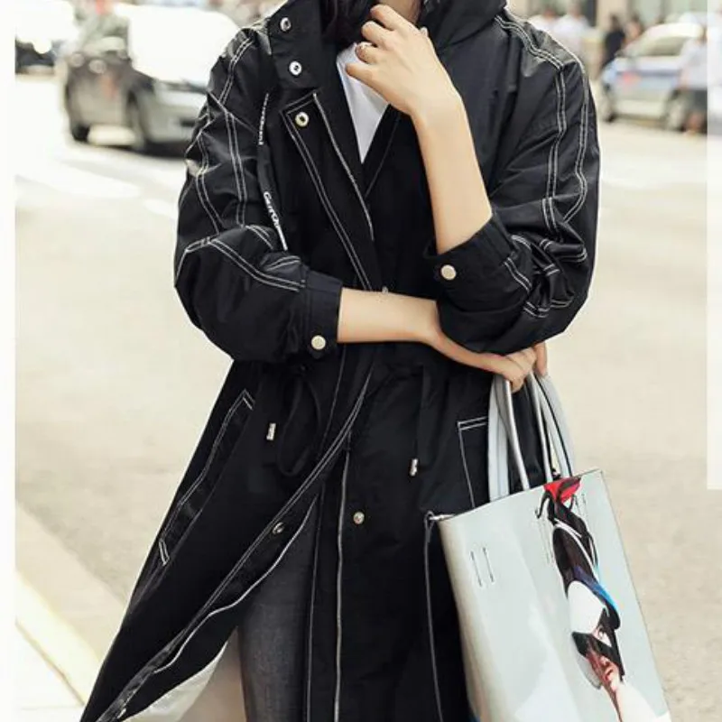 

2020 Spring Autumn Classic Long Trench Coat Women Casual Thin Windbreaker Female Overcoat Ladies Slim Solid Outwear Coats W150