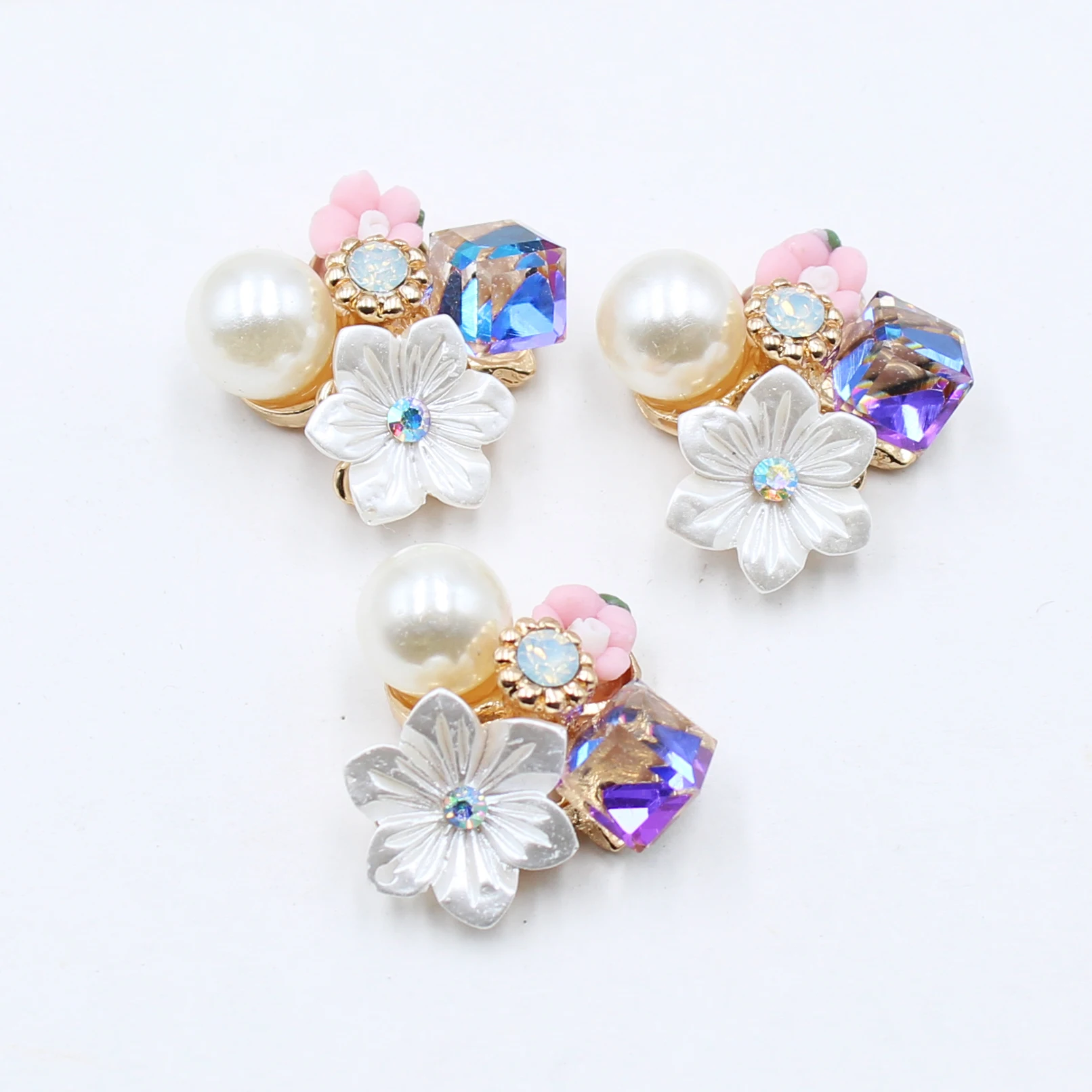 Стеклянные пуговицы Стразы в виде цветов для изготовления открыток 10 шт. 21 мм