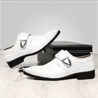 Классические мужские туфли-оксфорды из ПУ кожи, с острым носком