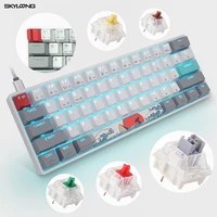 for skyloong mechanical keyboard usb wired led backlit axis gk61 sk61 61 keys gaming mechanical keyboard gateron switches gamer