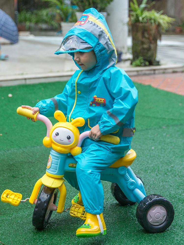 

Bicicle Scooter Raincoat Jacket Outdoors Thick Child Raincoat Outdoor with Hood Capa De Chuva Kids Waterproof Rainsuit OO50YY