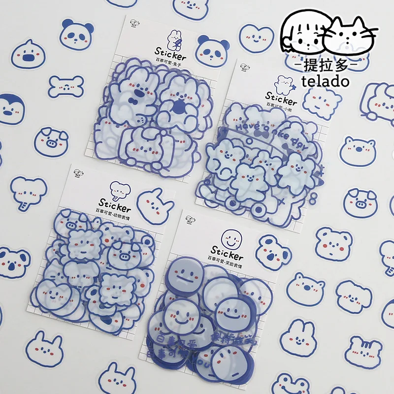 

22-40 pcs Kawaii Animal Face Bear Rabbit Decorative PVC Stickers Scrapbooking diy Label Diary Stationery Album Journal Planner