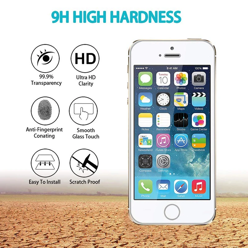 2 шт. Защитное стекло для Iphone 5 5s Se 5c закаленное 4 4s защита экрана стеклянная пленка