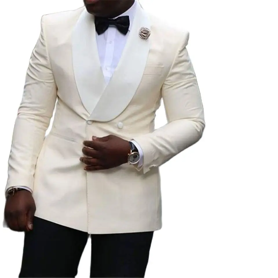 Мужской двубортный смокинг жениха с шалью и лацканами вечерние костюмы на