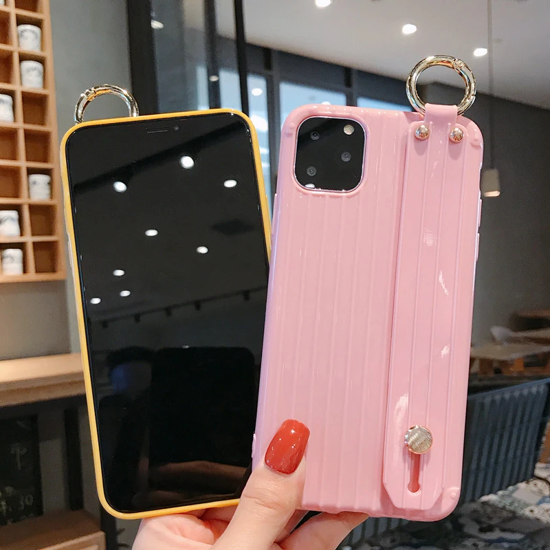 XR X Suitcase Style Case for iPhone 11 Pro Max XS 6 7 8 Plus Soft TPU Phone Capa with Wrist Strap Kickstand Function Back Cover |