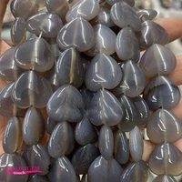 natural grey agates stone spacer loose beads high quality 2025mm smooth heart shape diy gem jewelry making accessories a4396