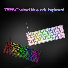 2021 New Backlit T60 Gaming Mechanical Keyboard Type-C Wired 62 Keys Blue Switch PC Computer for Laptop Computer