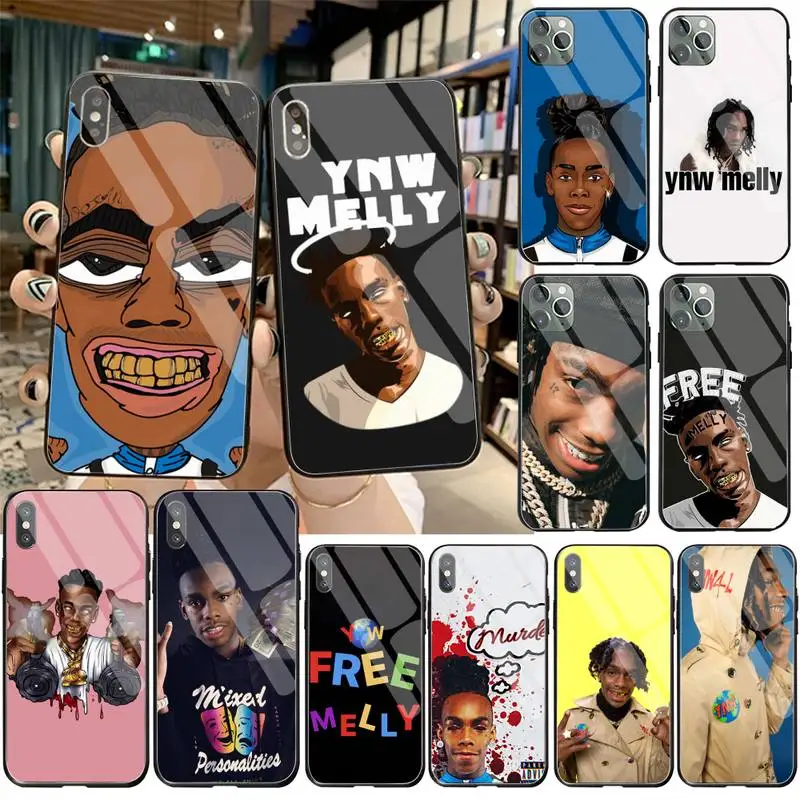 Ynw Melly Рэппер черный корпус телефона закаленное стекло для iPhone 11 Pro XR XS MAX 8X7 6S 6 Plus SE