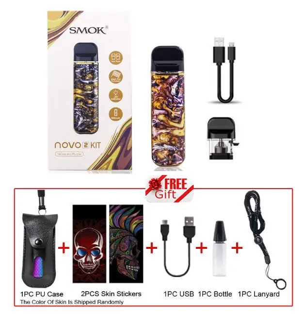 NOVO 2 Resin Yellow SMOK Novo 2 комплект 800 мАч батарея электронная сигарета вейп мини Vape с картриджем Pod катушки атомайзер S NORD PRM40 - Цвет: NOVO 2 Resin Yellow