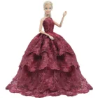1x бальное платье принцессы ручной работы винно-красного цвета без бретелек элегантная многослойная юбка вечерняя одежда длинное платье для Барби