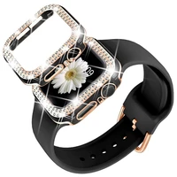 compatible for apple watch 38mm 42mm band with glitter bumper case women silicone adjustable strap with buckle for iwatch