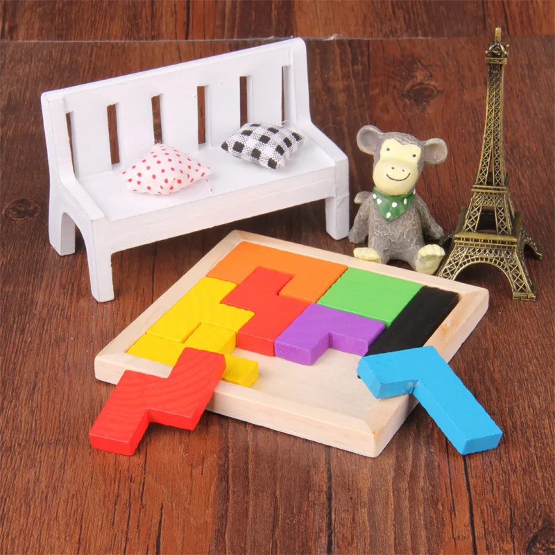Деревянные строительные блоки тетрис детские развивающие игрушки для детей