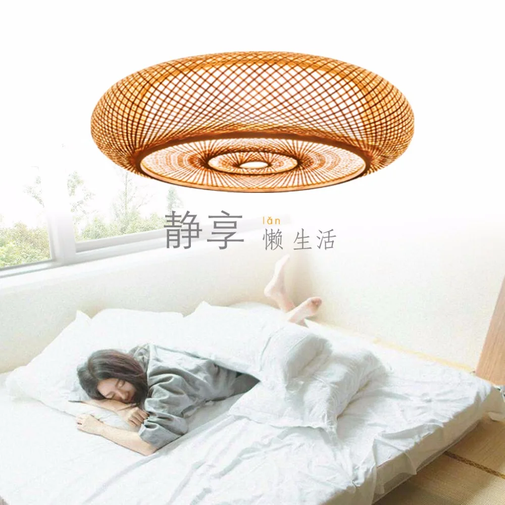 Ручной бамбуковый Плетеный Ротанг круглый фонарь абажур потолочный светильник