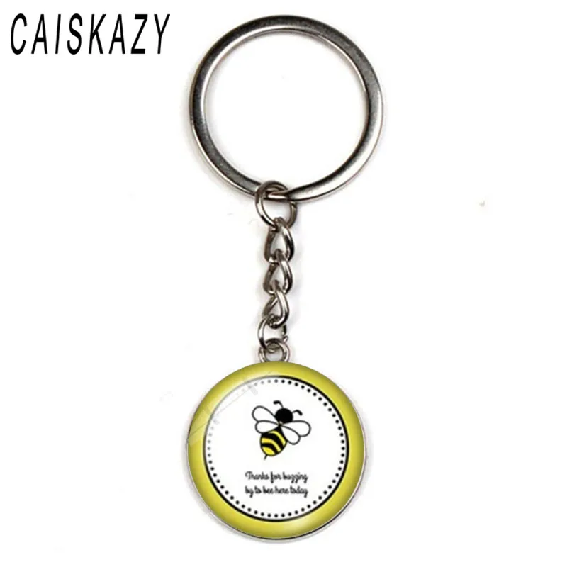 Коробка животных пчела быть счастливым стеклянный купол на брелок милая