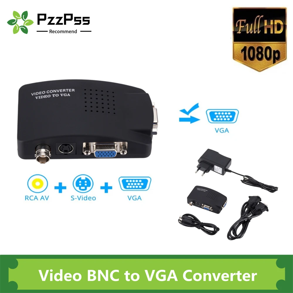 

PzzPss BNC VGA Composite S-Video to VGA Converter Video Converter VGA Output Adapter Digital Switch Box for PC Mac TV Camera DVD