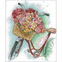 bicycle with flowers patterns counted 11ct 14ct 18ct cross stitch sets diy wholesale cross stitch kits embroidery needlework