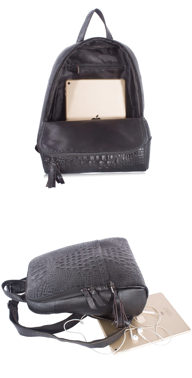 Genuine Leather Alligator Women Backpacks New Luxury Brand Female Real Natural Leather Ladies Girl Student Casual Backpack
