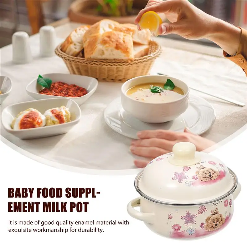 Kitchen Milk Pot Soup Lovely Pattern Enamel Practical Cooking Household Universal Tool | Дом и сад