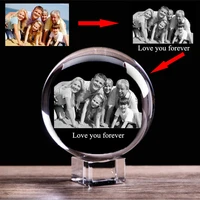 personalized crystal photo ball custom sphere globe 3d laser engrave baby wedding family picture for glass cadre home decor gift