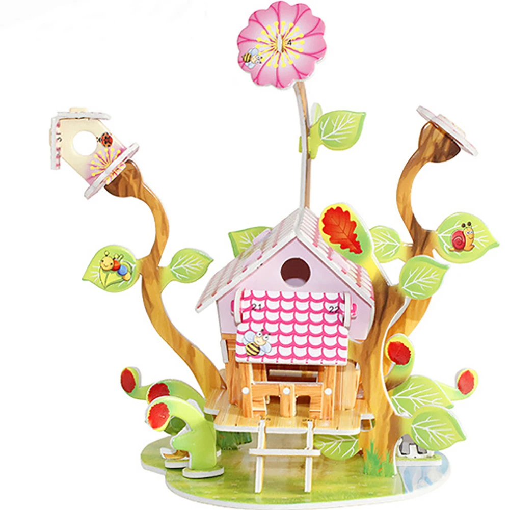 Kids 3D DIY Puzzle Toy Fruit Flower House Wharf Model Building Puzzles Intelligent Educational Toys for Children | Игрушки и хобби