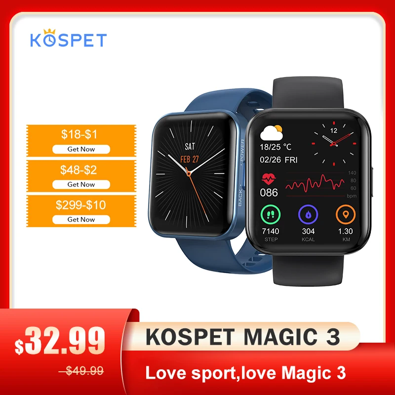 Смарт-часы KOSPET MAGIC 3 мужские водонепроницаемые IP68 2021 дюйма | Электроника
