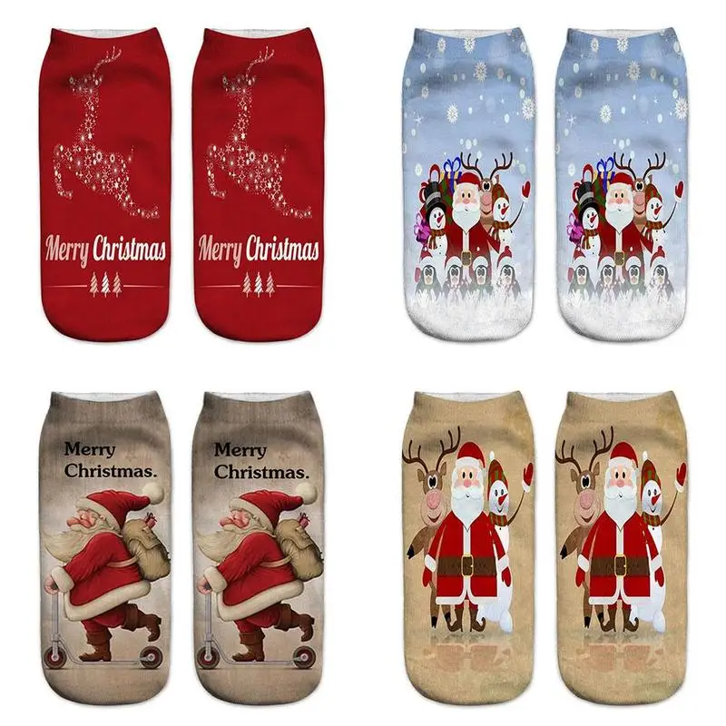 

Новинка, международная торговля, рождественские носки с 3d принтом, женские носки в европейском и американском стиле с мультяшным Санта-Клау...