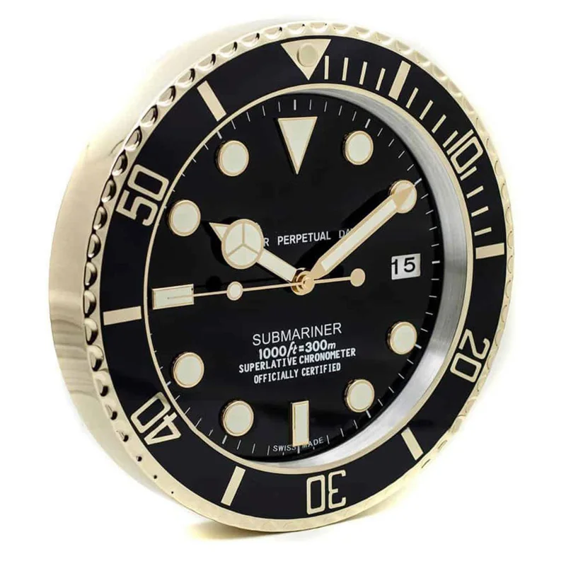 

Elegant Design Watch Shape Stainless Steel Clock With Calendar Function Luminou Top Design Quality Watch with Corresponding Logo