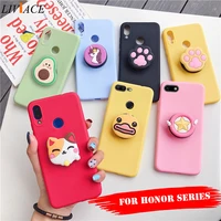 3d silicone cartoon case on for huawei honor 7a 7c pro 5 7 5 45 5 99 7s 7x 8 lite 8c 8a girl cute phone holder stand soft cover