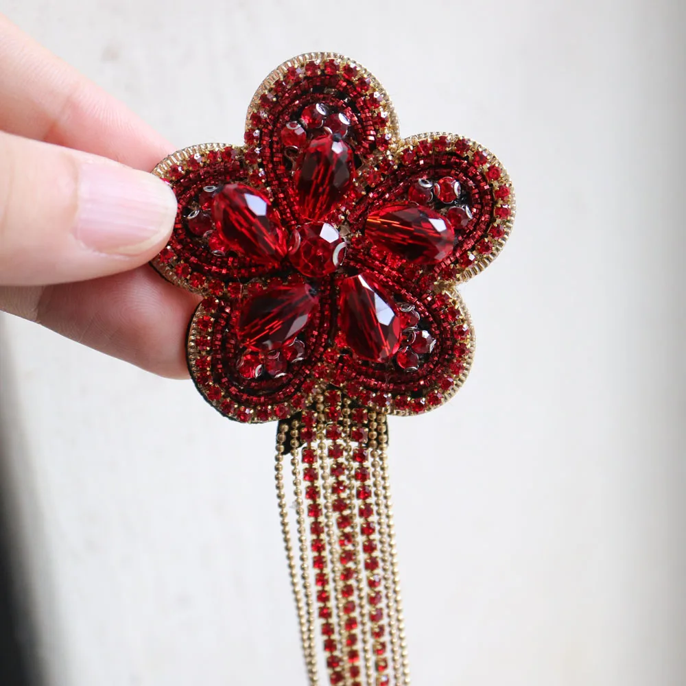 1 шт. кисточки Цветок Ручной Работы Стразы бусины нашивки для одежды DIY 3d вышивка