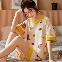 2021summer cartoon series ladies pajamas plus size short sleeved shorts pajamas 2piece set cute sweet girls pajamas home clothes