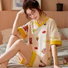 2021 летняя футболка с рисунками из мультфильмов ручной работы, серия женские пижамы размера плюс с футболкой с короткими рукавами и шортами для девочек пижама, комплект из 2 предметов, милое платье для девочек домашняя пижама одежды