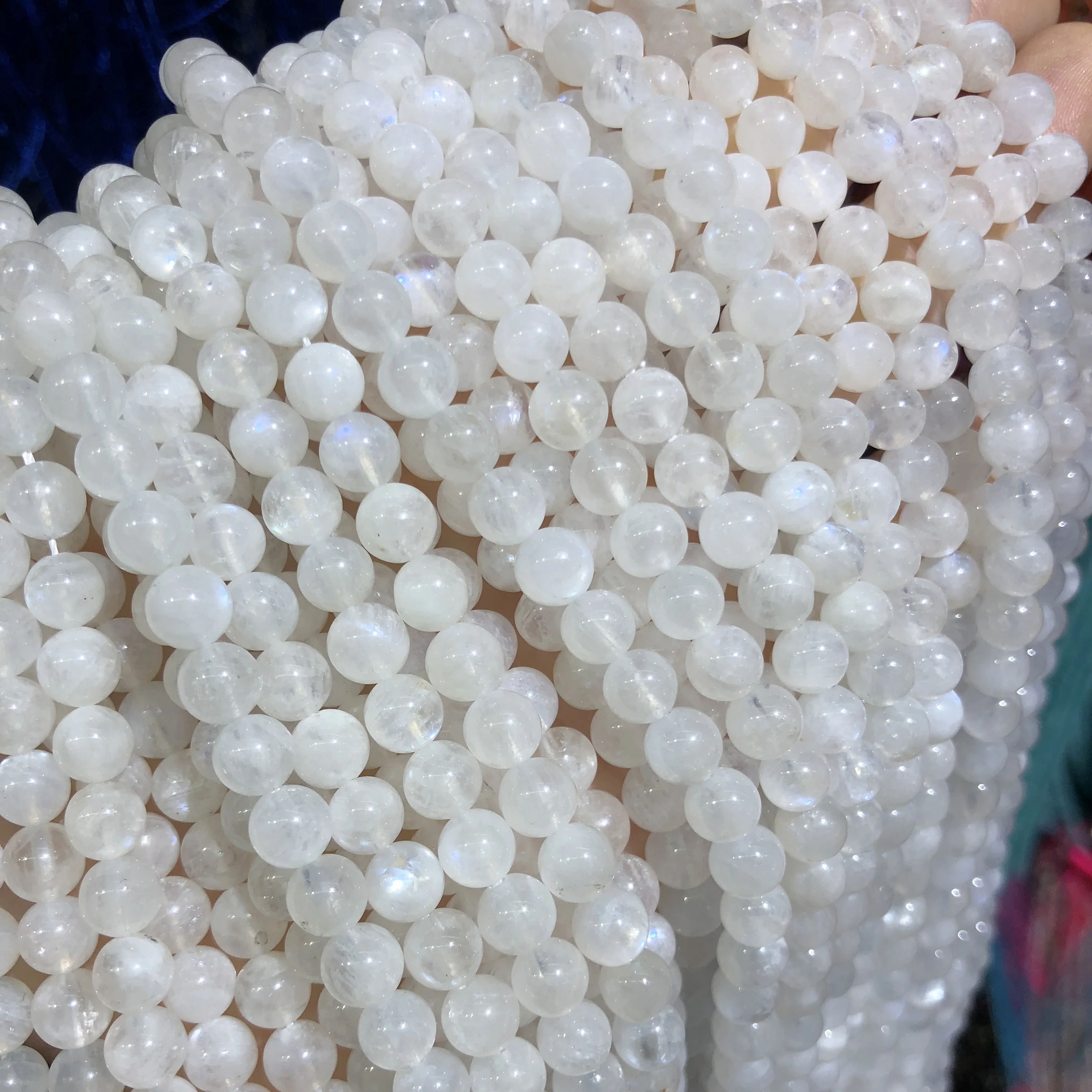 

Natural Stone Blue Moonstone Beads Round Loose Spacer Beads for Jewelry Making DIY Necklace Bracelet Accessories