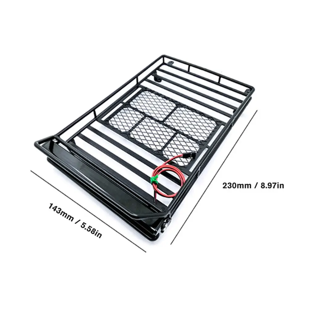 

Metal Roof Rack Luggage Carrier with 36 LED Spotlight bar For 1/10 RC Crawler Traxxas Trx4 RC4WD Wrangler Axial Scx10