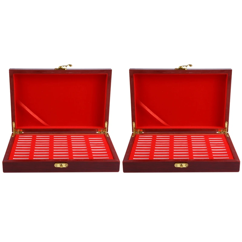 

100 Pcs Wood Coin Protection Display Box Storage Case Holder Round Box Commemorative Collection Box