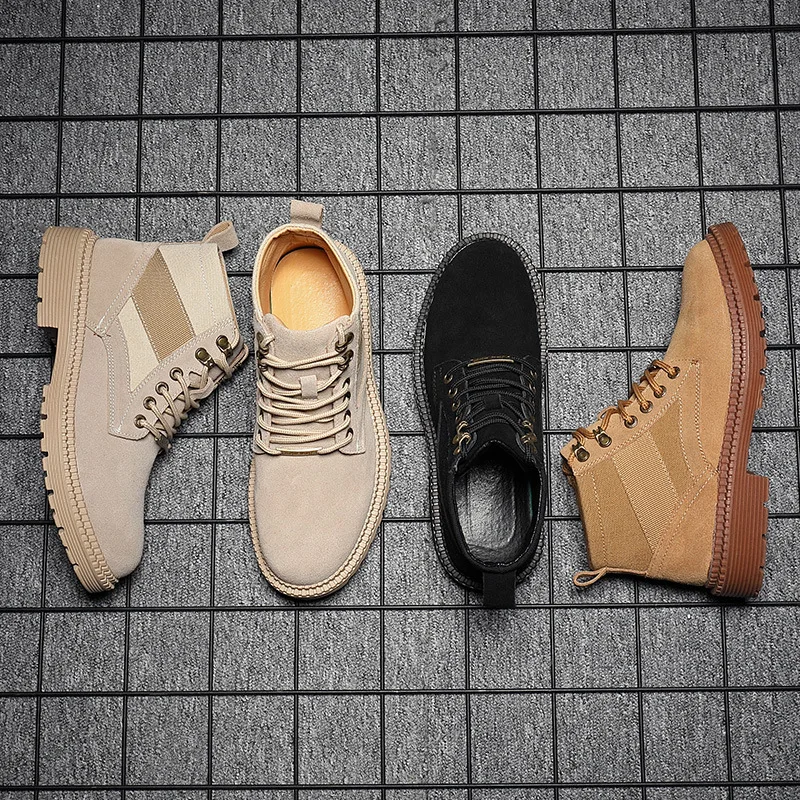 

Men Boots Autumn Winter Warm Man Shoes With Fur High Top Lace Up Genuine Leather Male Desert Boots High Quality Mans Footwear