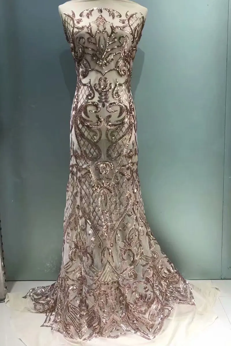 Новая мода сетка 3 мм пайетки вышивка 51 дюйм кружева ткани продажи по двору платье