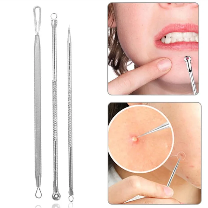 3pcs/set Blackhead Comedone Acne Blemish Extractor Stainless Needle Blackhead Remover Pimple Spot Extractor Skin Care Tools
