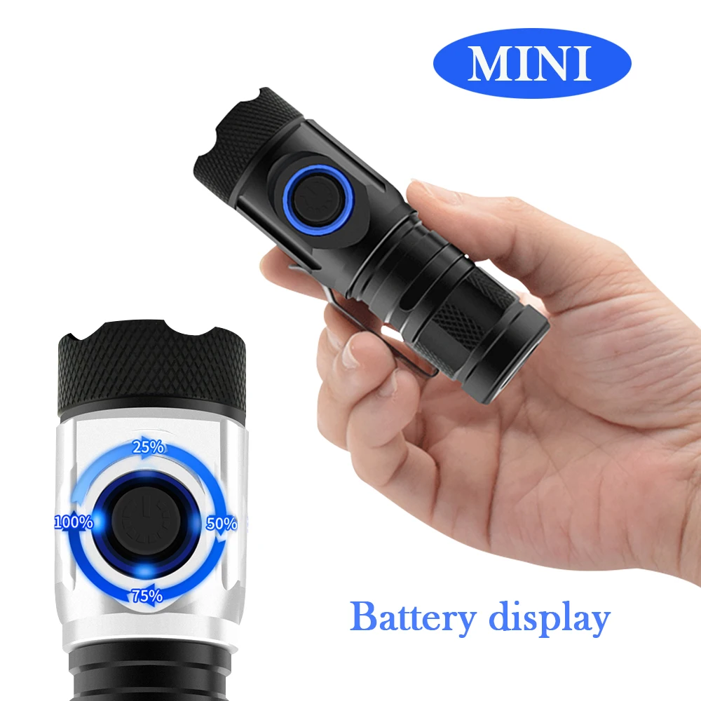 Самый яркий светодиодный мини фонарь самый мощный перезаряжаемый фонарик usb 18650