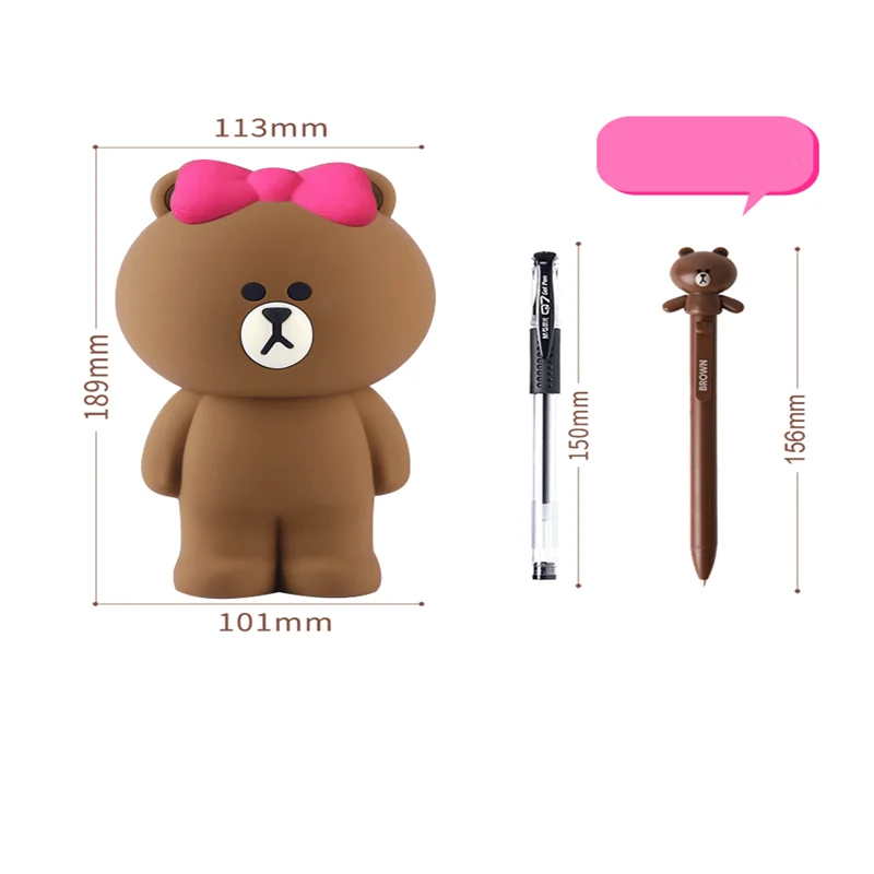 choco bear 3D мультяшный Чехол-карандаш на молнии для детей, канцелярские принадлежности, школьные офисные принадлежности, пенал, силиконовая сумка для ручек, пенал - Цвет: choco bear