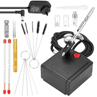 airbrush set for model making art painting with air compressorpower adapter golden airbrushneedle tooloil water separator