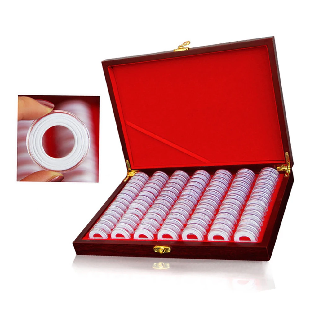 100 шт 295*210*47 мм Круглый Деревянный чехол для монет держатели хранения деревянная