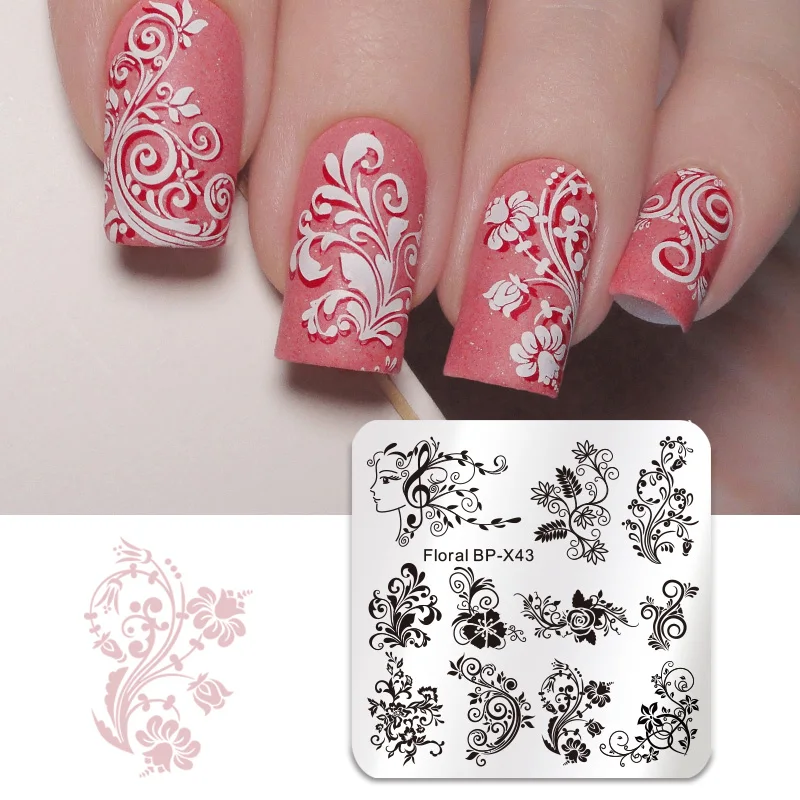 Pattern 15 BORN PRETTY геометрические штамповки для ногтей шаблон цветочный художественный дизайн нержавеющая сталь дизайн ногтей штамп изображения пластины для DIY штамповки - Цвет: Pattern 15