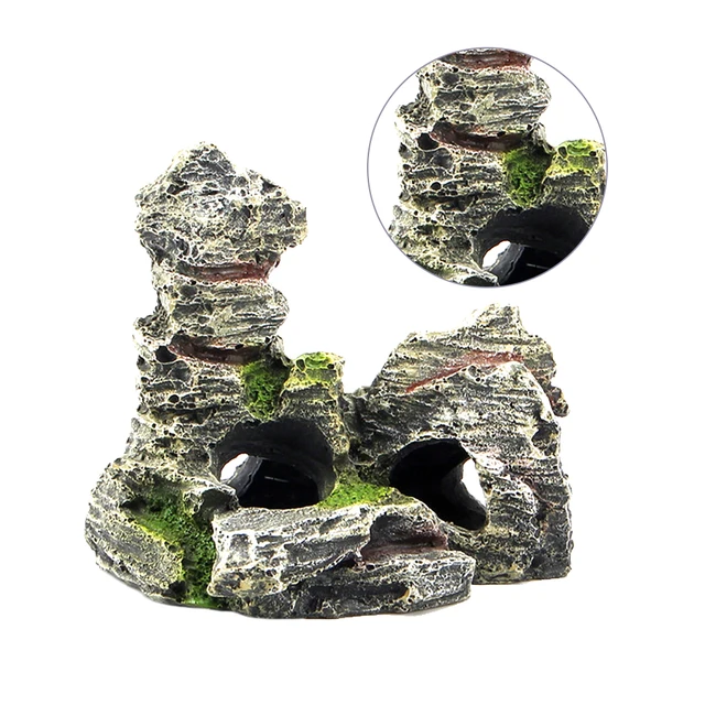 Aquarium Landscape Stone Artificial Resin Ornament Mountain Cave Fish Tank Decoration Accessories