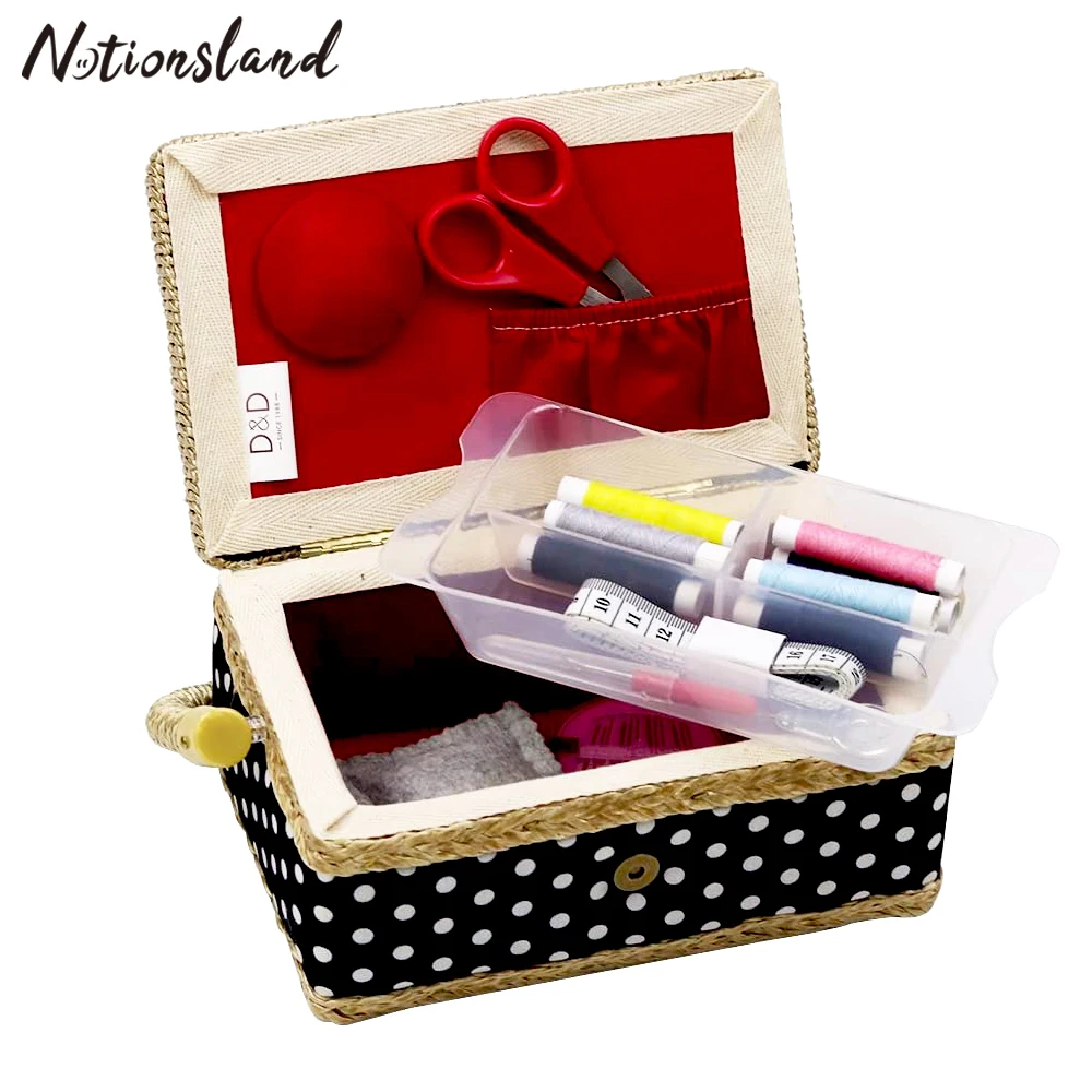 

Корзина для шитья, черно-белая, с иглами, с аксессуарами для шитья